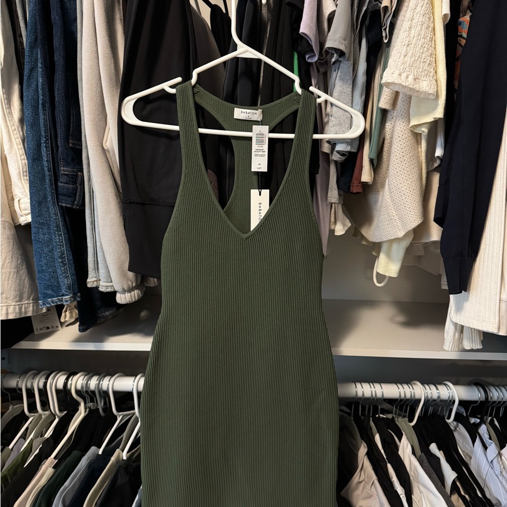 Aritzia Olive Green Ribbed Dress